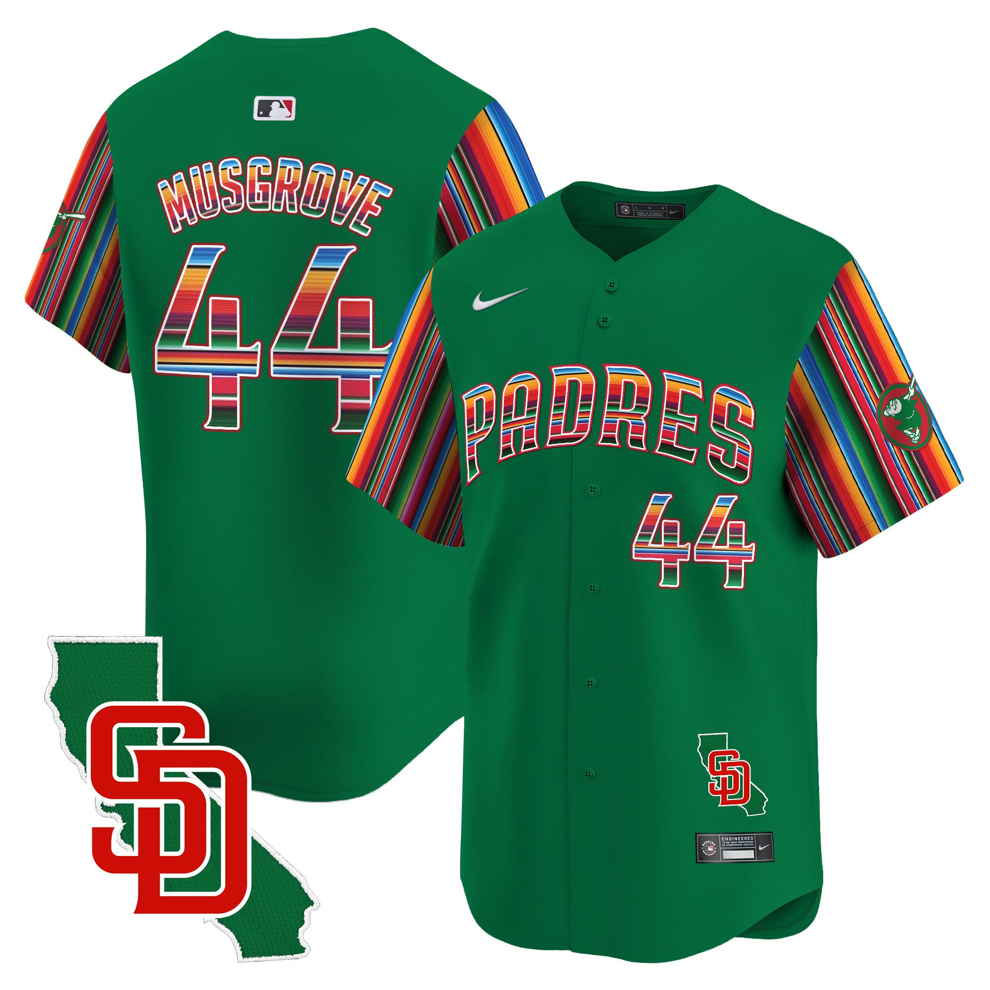 Men's Padres Mexico California Patch Vapor Premier Limited Jersey V6 - All Stitched - Green, Joe Musgrove