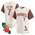 Men's Padres Mexico California Patch Vapor Premier Limited Jersey V6 - All Stitched - Cream, Ha-Seong Kim