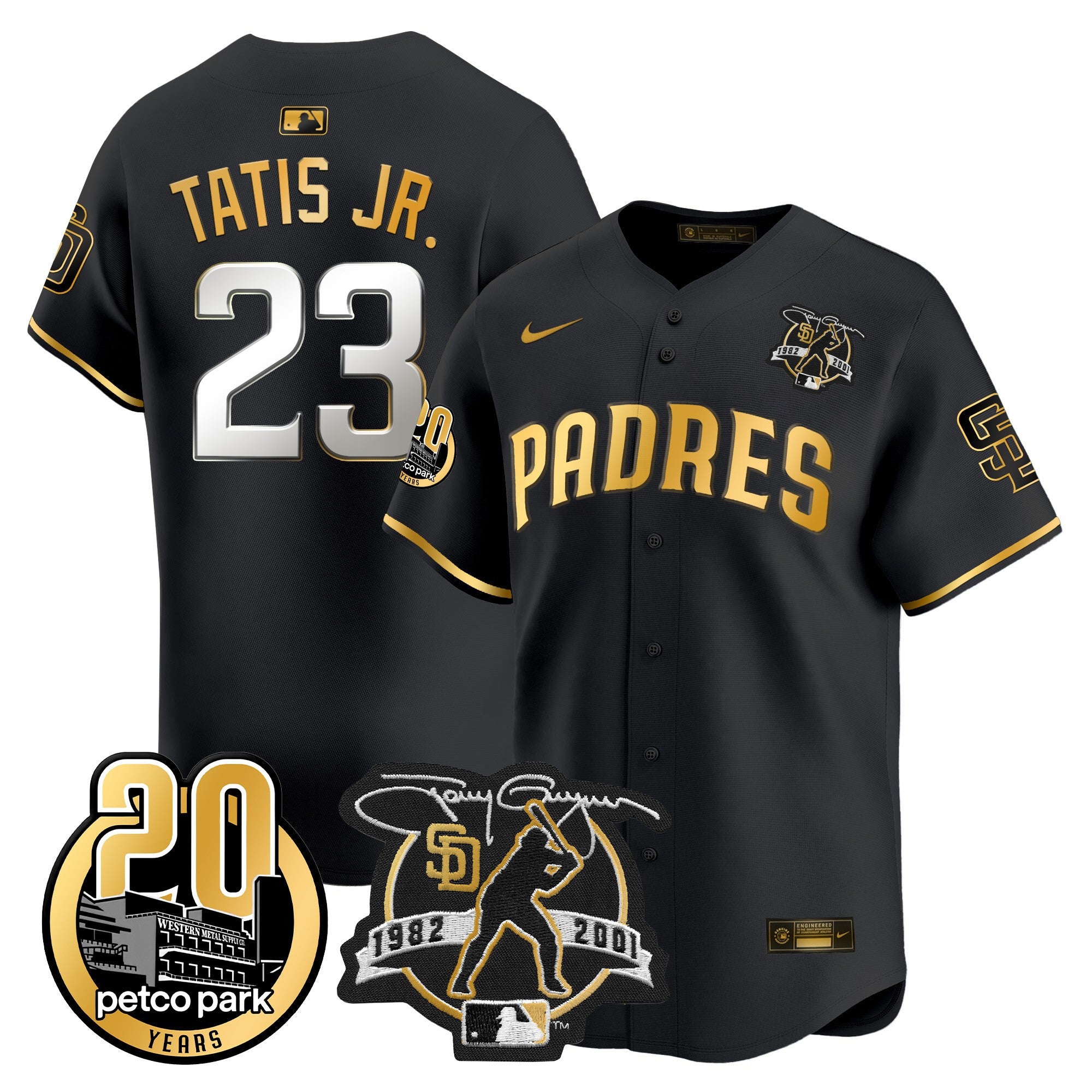 Men's Padres Tony Gwynn & Petco Park 20th Patch Vapor Premier Limited Jersey - All Stitched