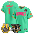 Men's Padres Tony Gwynn & Petco Park 20th Patch Vapor Premier Limited Jersey V2 - All Stitched - Aqua, Peter Seidler