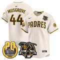 Men's Padres Tony Gwynn & Petco Park 20th Patch Vapor Premier Limited Jersey V2 - All Stitched - Cream, Joe Musgrove