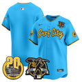 Men's Padres Tony Gwynn & Petco Park 20th Patch Vapor Premier Limited Jersey V3 - All Stitched - Light Blue, Team