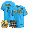 Men's Padres Tony Gwynn & Petco Park 20th Patch Vapor Premier Limited Jersey V3 - All Stitched - Light Blue, Ha-Seong Kim