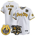 Men's Padres Tony Gwynn & Petco Park 20th Patch Vapor Premier Limited Jersey V3 - All Stitched - Pinstripe, Ha-Seong Kim