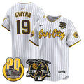 Men's Padres Tony Gwynn & Petco Park 20th Patch Vapor Premier Limited Jersey V3 - All Stitched - Pinstripe, Tony Gwynn