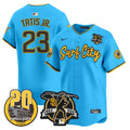 Men's Padres Tony Gwynn & Petco Park 20th Patch Vapor Premier Limited Jersey V3 - All Stitched - Light Blue, Fernando Tatis Jr.