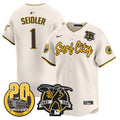 Men's Padres Tony Gwynn & Petco Park 20th Patch Vapor Premier Limited Jersey V3 - All Stitched - Cream, Peter Seidler