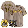 Men's Padres Tony Gwynn & Petco Park 20th Patch Vapor Premier Limited Jersey V3 - All Stitched - Tan, Joe Musgrove
