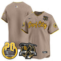 Men's Padres Tony Gwynn & Petco Park 20th Patch Vapor Premier Limited Jersey V3 - All Stitched - Tan, Team