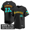 Men's Philadelphia Phillies 'Graffiti Broad Street Edition 'Vapor Premier Limited Jersey V2 - All Stitched - Black, Kyle Schwarber