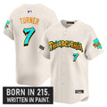 Men's Philadelphia Phillies 'Graffiti Broad Street Edition 'Vapor Premier Limited Jersey V2 - All Stitched - Cream, Trea Turner