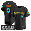 Men's Philadelphia Phillies 'Graffiti Broad Street Edition 'Vapor Premier Limited Jersey V2 - All Stitched - Black, Bryson Stott