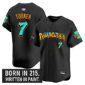 Men's Philadelphia Phillies 'Graffiti Broad Street Edition 'Vapor Premier Limited Jersey V2 - All Stitched - Black, Trea Turner