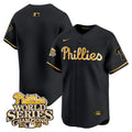 Men's Phillies 2008 World Series Champions Patch Vapor Premier Limited Jersey - All Stitched - Black Gold, Team