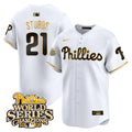 Men's Phillies 2008 World Series Champions Patch Vapor Premier Limited Jersey - All Stitched - White, Garrett Stubbs