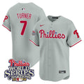 Men's Phillies 2008 World Series Champions Patch Vapor Premier Limited Jersey - All Stitched - Gray Road, Trea Turner