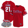 Men's Phillies 2008 World Series Champions Patch Vapor Premier Limited Jersey - All Stitched - Red, Garrett Stubbs