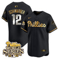 Men's Phillies 2008 World Series Champions Patch Vapor Premier Limited Jersey - All Stitched - Black Gold, Kyle Schwarber