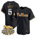 Men's Phillies 2008 World Series Champions Patch Vapor Premier Limited Jersey - All Stitched - Black Gold, Bryson Stott
