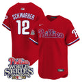 Men's Phillies 2008 World Series Champions Patch Vapor Premier Limited Jersey - All Stitched - Red, Kyle Schwarber