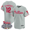 Men's Phillies 2008 World Series Champions Patch Vapor Premier Limited Jersey - All Stitched - Gray Road, Kyle Schwarber