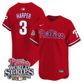 Men's Phillies 2008 World Series Champions Patch Vapor Premier Limited Jersey - All Stitched - Red, Bryce Harper