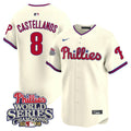 Men's Phillies 2008 World Series Champions Patch Vapor Premier Limited Jersey - All Stitched - Cream, Nick Castellanos