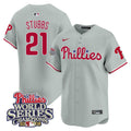 Men's Phillies 2008 World Series Champions Patch Vapor Premier Limited Jersey - All Stitched - Gray Road, Garrett Stubbs
