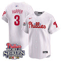 Men's Phillies 2008 World Series Champions Patch Vapor Premier Limited Jersey - All Stitched - White Gold, Bryce Harper
