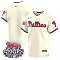 Men's Phillies 2008 World Series Champions Patch Vapor Premier Limited Jersey - All Stitched - Cream, Team