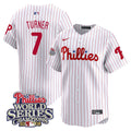 Men's Phillies 2008 World Series Champions Patch Vapor Premier Limited Jersey - All Stitched - White Gold, Trea Turner