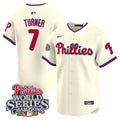 Men's Phillies 2008 World Series Champions Patch Vapor Premier Limited Jersey - All Stitched - Cream, Trea Turner