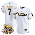 Men's Phillies 2008 World Series Champions Patch Vapor Premier Limited Jersey - All Stitched - White, Trea Turner
