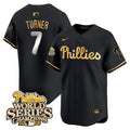 Men's Phillies 2008 World Series Champions Patch Vapor Premier Limited Jersey - All Stitched - Black Gold, Trea Turner