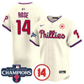 Men's Phillies 2024 NL East Division Champions & Pete Rose Patch Vapor Premier Limited Jersey - All Stitched - Cream, Pete Rose