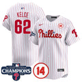 Men's Phillies 2024 NL East Division Champions & Pete Rose Patch Vapor Premier Limited Jersey - All Stitched - White, Jason Kelce