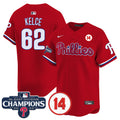 Men's Phillies 2024 NL East Division Champions & Pete Rose Patch Vapor Premier Limited Jersey - All Stitched - Red, Jason Kelce
