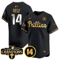 Men's Phillies 2024 NL East Division Champions & Pete Rose Patch Vapor Premier Limited Jersey - All Stitched - Black Gold, Pete Rose