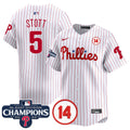 Men's Phillies 2024 NL East Division Champions & Pete Rose Patch Vapor Premier Limited Jersey - All Stitched - White, Bryson Stott