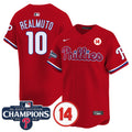 Men's Phillies 2024 NL East Division Champions & Pete Rose Patch Vapor Premier Limited Jersey - All Stitched - Red, J.T.Realmuto