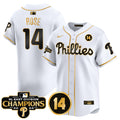 Men's Phillies 2024 NL East Division Champions & Pete Rose Patch Vapor Premier Limited Jersey - All Stitched - White Gold, Pete Rose