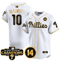 Men's Phillies 2024 NL East Division Champions & Pete Rose Patch Vapor Premier Limited Jersey - All Stitched - White Gold, J.T.Realmuto