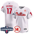 Men's Phillies 2024 NL East Division Champions & Pete Rose Patch Vapor Premier Limited Jersey - All Stitched - White, Rhys Hoskins
