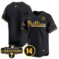 Men's Phillies 2024 NL East Division Champions & Pete Rose Patch Vapor Premier Limited Jersey - All Stitched - Black Gold, Team