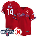 Men's Phillies 2024 NL East Division Champions & Pete Rose Patch Vapor Premier Limited Jersey - All Stitched - Red, Pete Rose