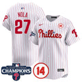 Men's Phillies 2024 NL East Division Champions & Pete Rose Patch Vapor Premier Limited Jersey - All Stitched - White, Aaron Nola