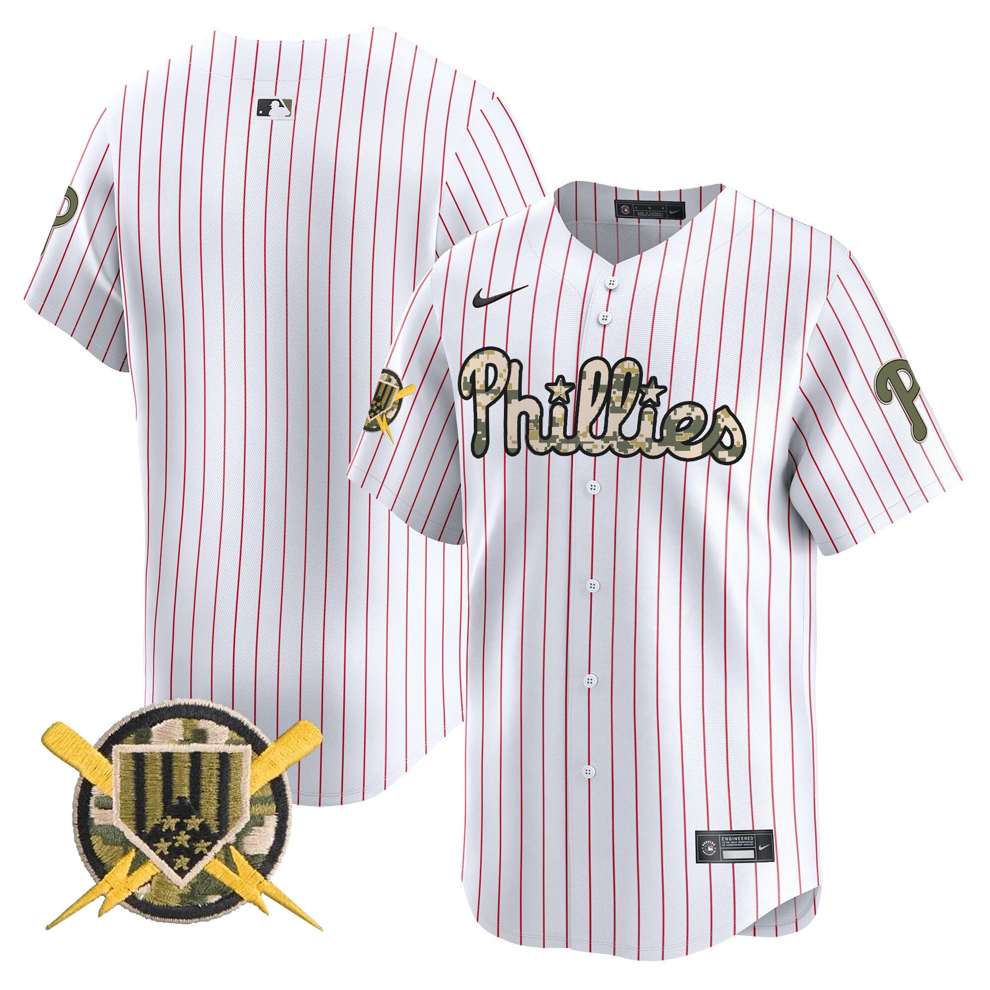 Men's Phillies Armed Forces Day Vapor Premier Limited Jersey - All Stitched - Pinstripe, Team
