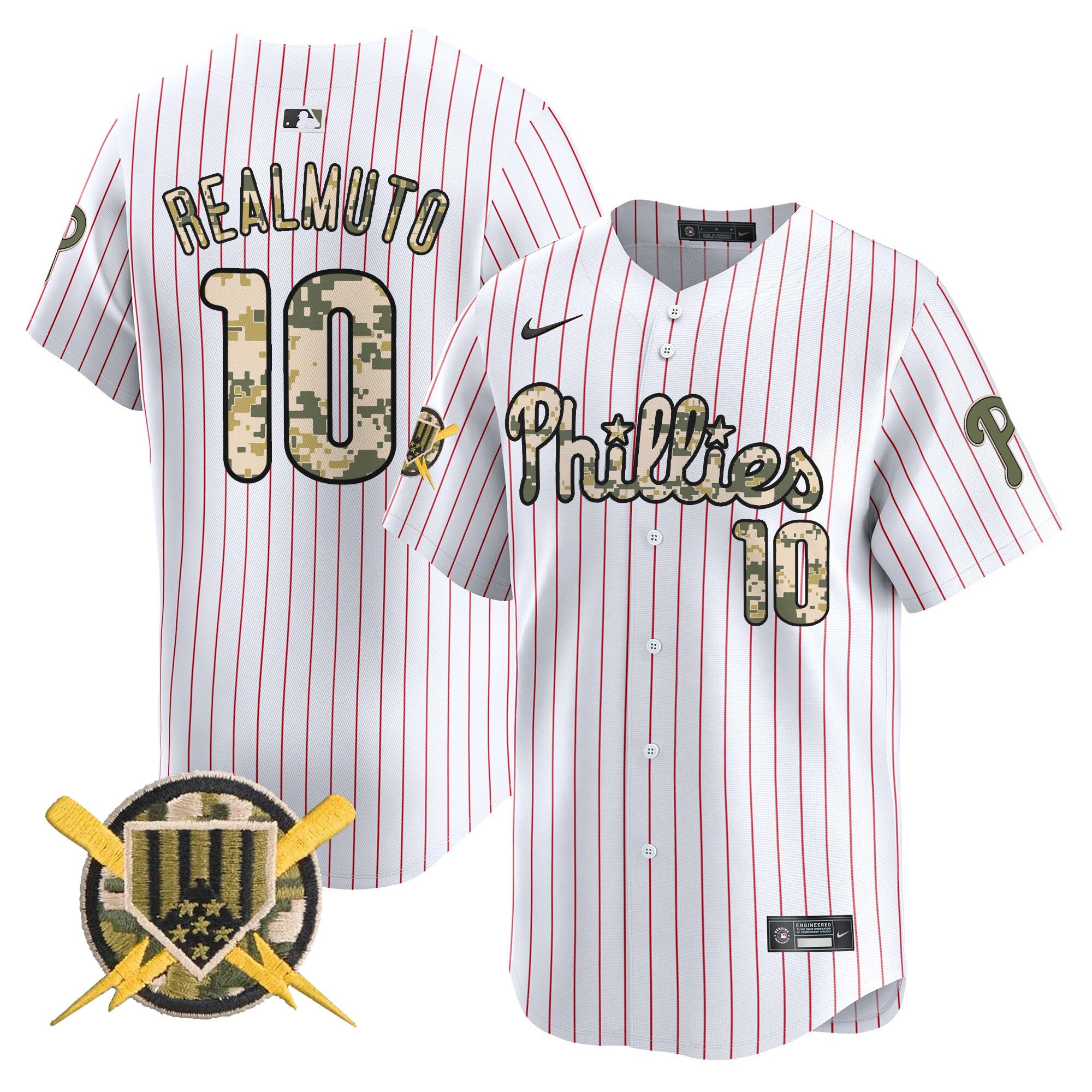 Men's Phillies Armed Forces Day Vapor Premier Limited Jersey - All Stitched - Pinstripe, J.T.Realmuto