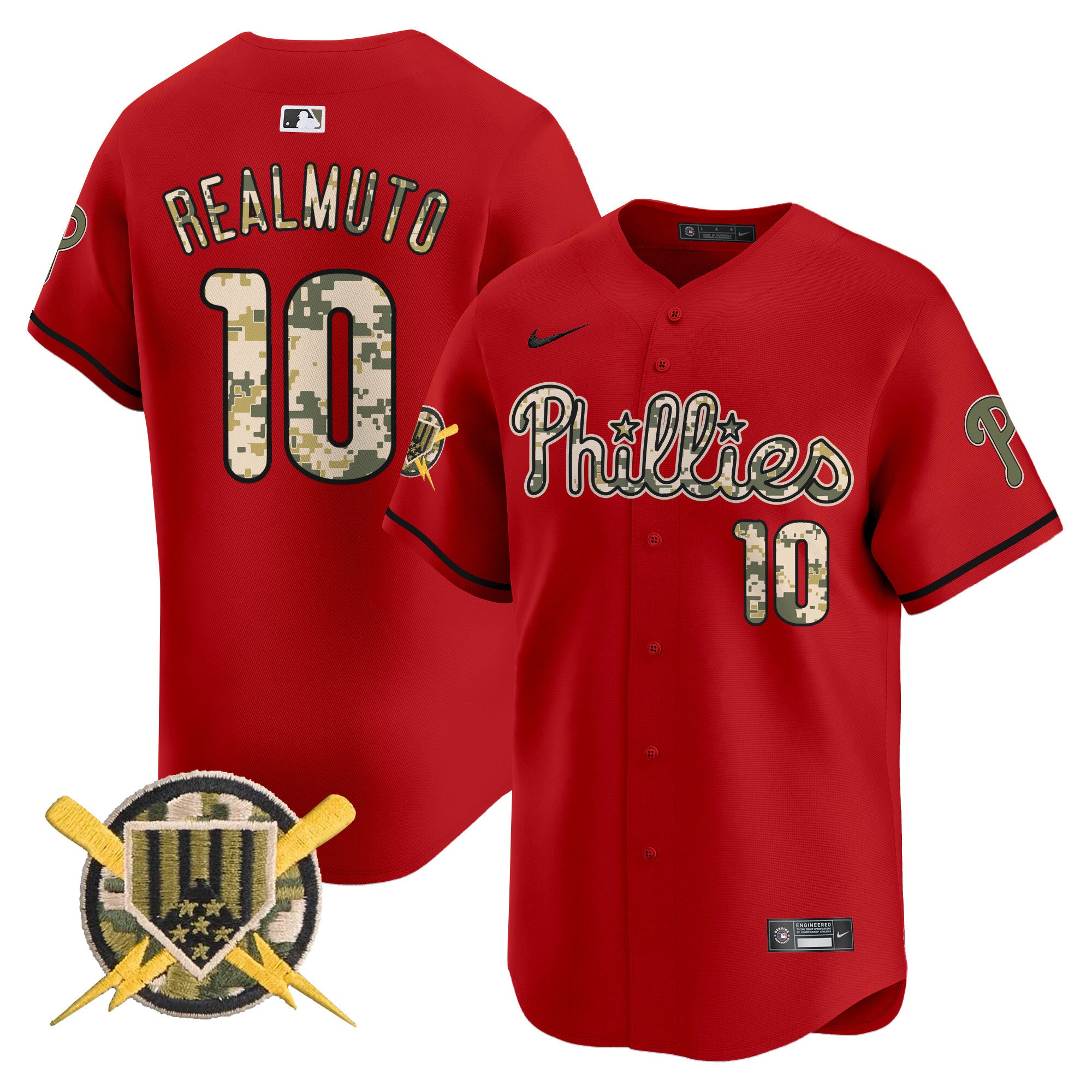 Men's Phillies Armed Forces Day Vapor Premier Limited Jersey - All Stitched - Red, J.T.Realmuto