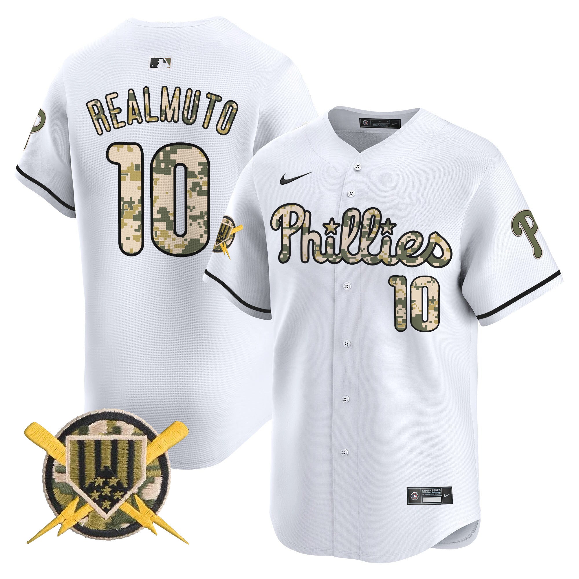 Men's Phillies Armed Forces Day Vapor Premier Limited Jersey - All Stitched - White, J.T.Realmuto